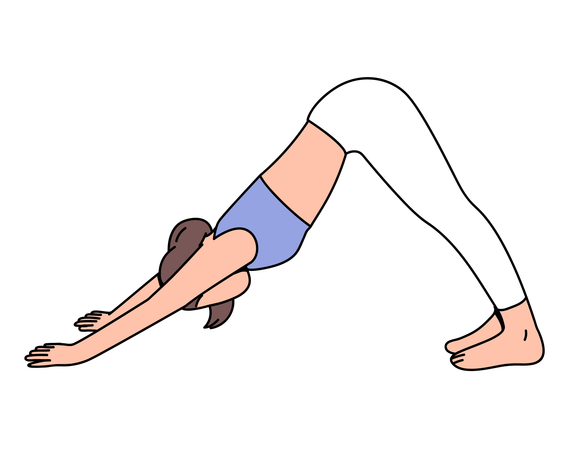 Chica haciendo postura de yoga para perros boca abajo  Ilustración