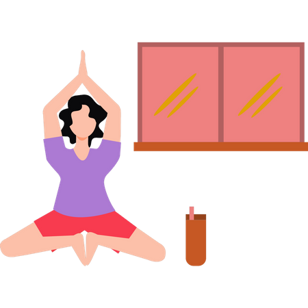 Chica haciendo posiciones de yoga  Ilustración
