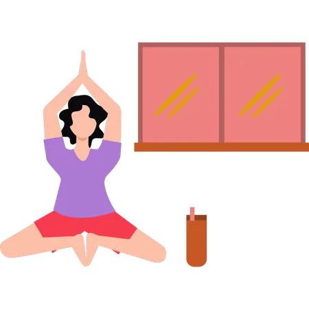 Chica haciendo posiciones de yoga  Ilustración
