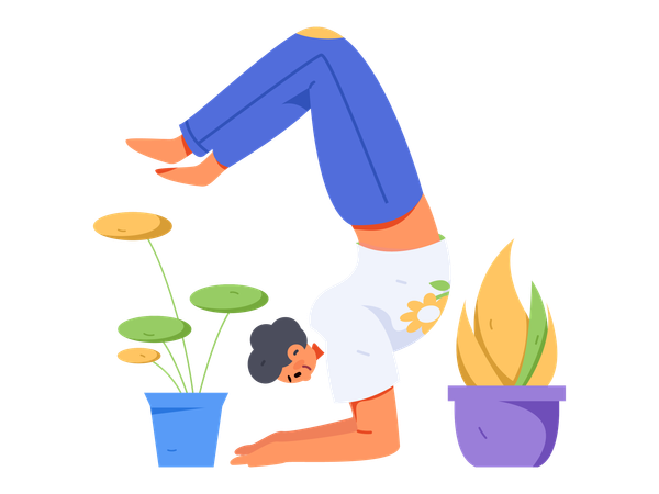 Chica haciendo pose de yoga  Ilustración