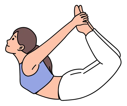 Chica haciendo postura de yoga de arco  Ilustración