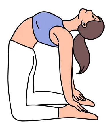 Chica haciendo pose de yoga camello  Ilustración