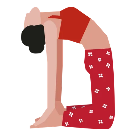 Chica haciendo pose de yoga camello  Ilustración