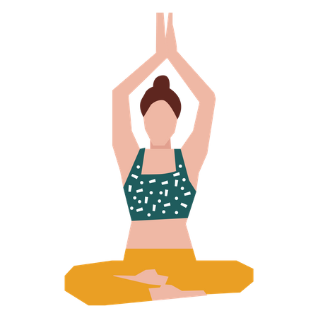 Chica haciendo pose de yoga de loto  Ilustración