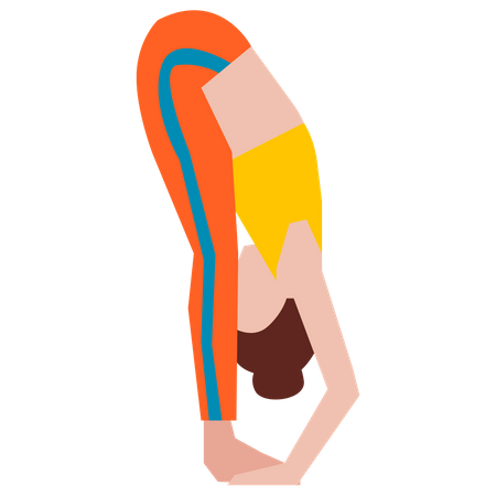 Chica haciendo pose de yoga doblada hacia adelante  Ilustración