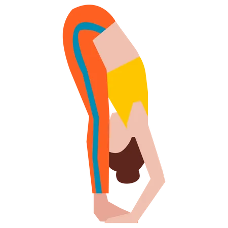 Chica haciendo pose de yoga doblada hacia adelante  Ilustración