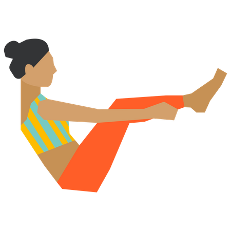 Chica haciendo pose de yoga en barco  Ilustración