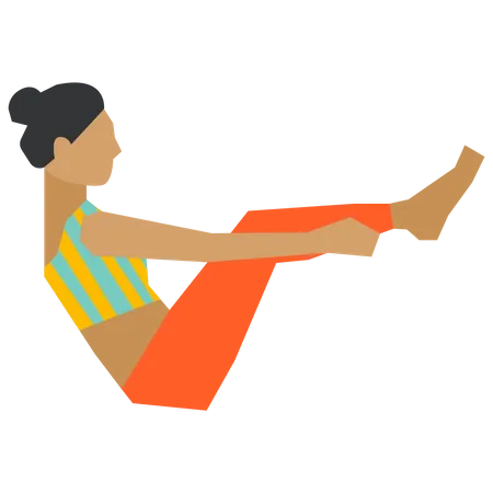 Chica haciendo pose de yoga en barco  Ilustración