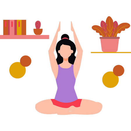 Chica haciendo pose de yoga sentada  Ilustración