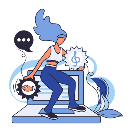 Chica haciendo prácticas de bienestar para recuperar la tranquilidad  Ilustración
