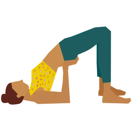 Chica haciendo pose de yoga puente  Ilustración