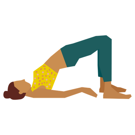 Chica haciendo pose de yoga puente  Ilustración