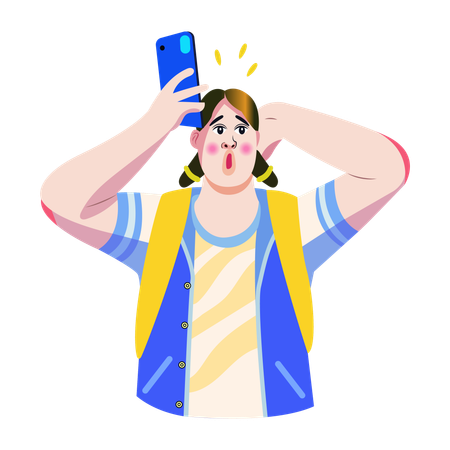 Chica haciendo pucheros para selfie  Ilustración