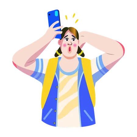 Chica haciendo pucheros para selfie  Ilustración