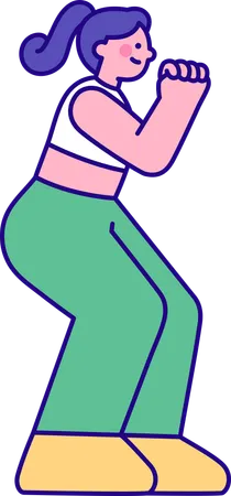 Chica haciendo sentadillas  Ilustración