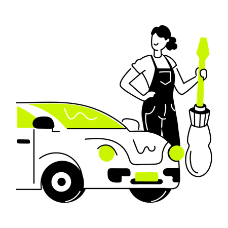 Chica haciendo servicio de coche  Illustration