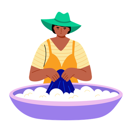 Chica haciendo servicio de lavandería  Ilustración