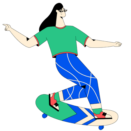 Chica haciendo skate  Ilustración