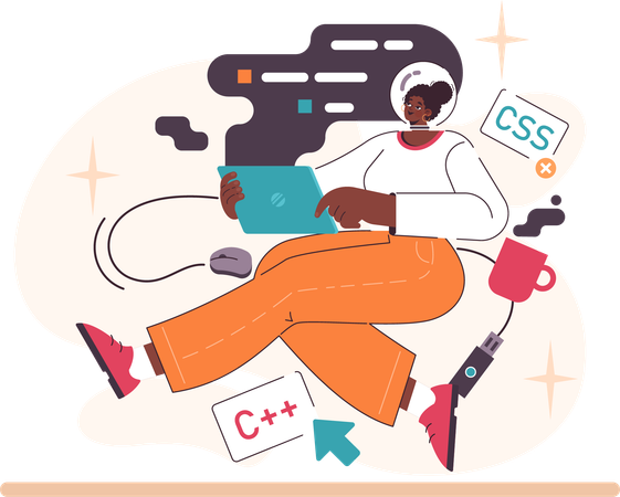 Chica haciendo trabajo de codificación css  Ilustración