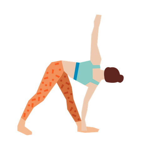 Chica haciendo pose de yoga triangular  Ilustración