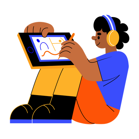 Chica haciendo un dibujo digital  Illustration
