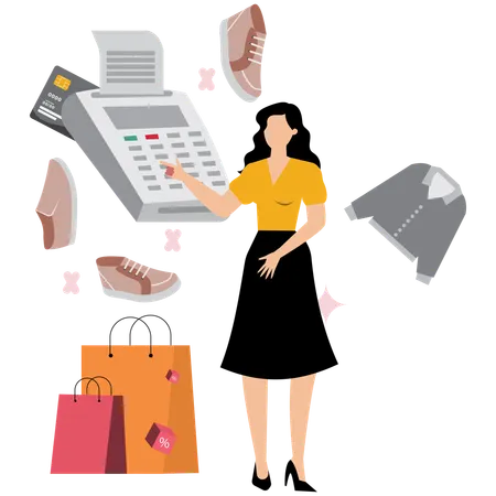 Chica haciendo venta de pinta  Ilustración