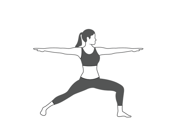 Chica haciendo Virabhadrasana  Ilustración