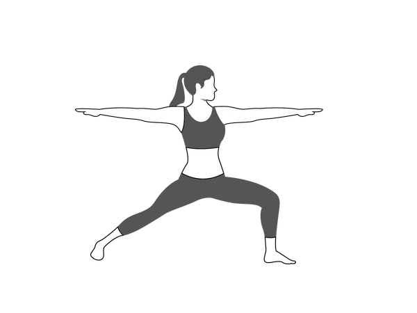 Chica haciendo Virabhadrasana  Ilustración