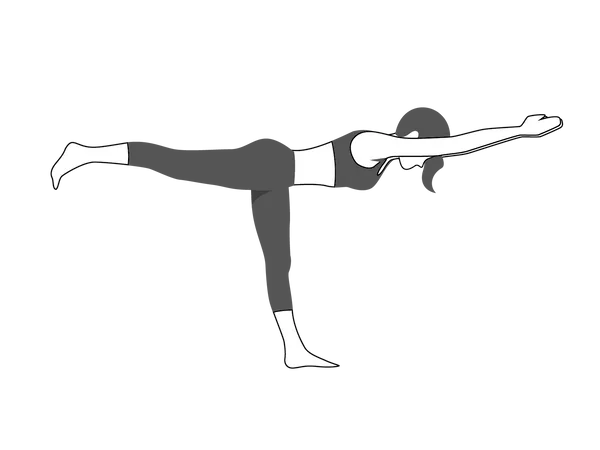 Chica haciendo Virabhadrasana  Ilustración