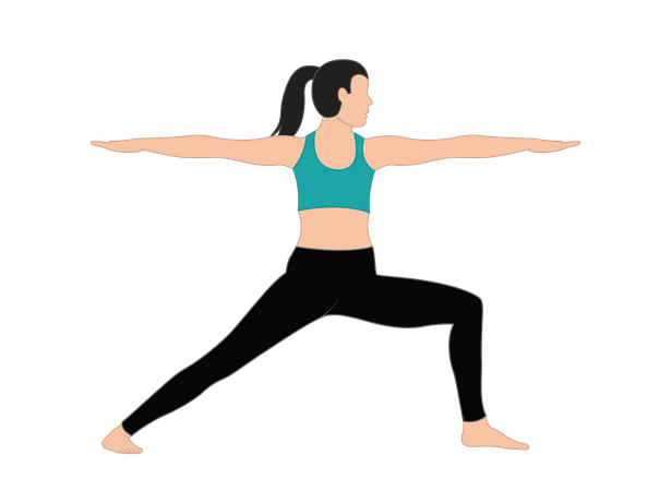 Chica haciendo Virabhadrasana  Ilustración