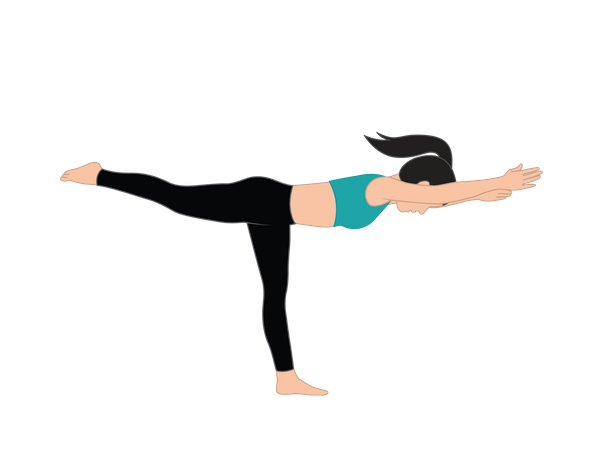 Chica haciendo Virabhadrasana  Ilustración