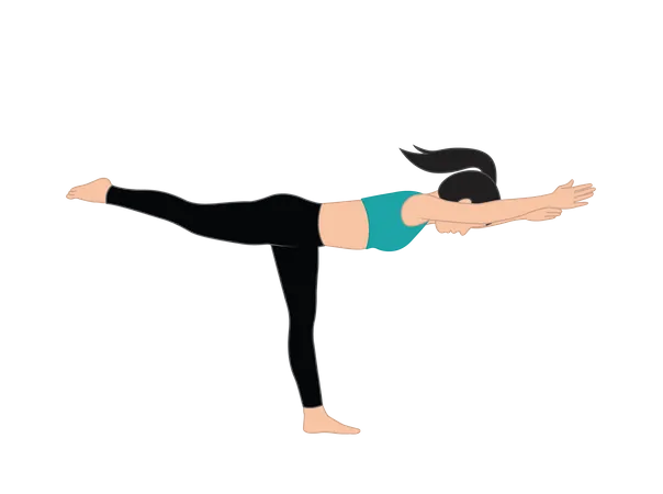 Chica haciendo Virabhadrasana  Ilustración