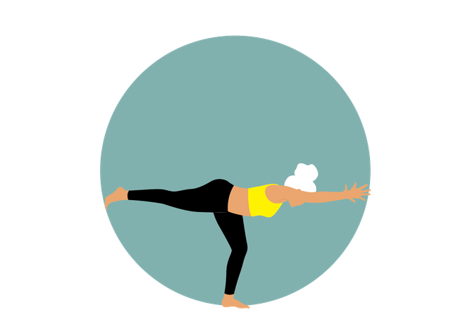 Chica haciendo Virabhadrasana  Ilustración