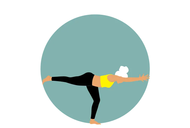 Chica haciendo Virabhadrasana  Ilustración