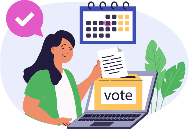 Chica haciendo votación en línea  Illustration