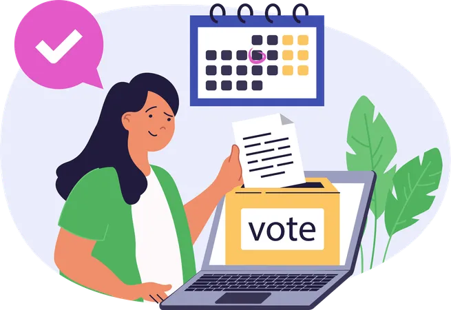 Chica haciendo votación en línea  Illustration