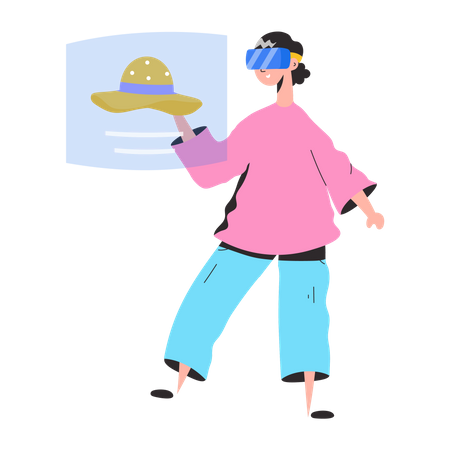 Chica haciendo compras VR  Ilustración