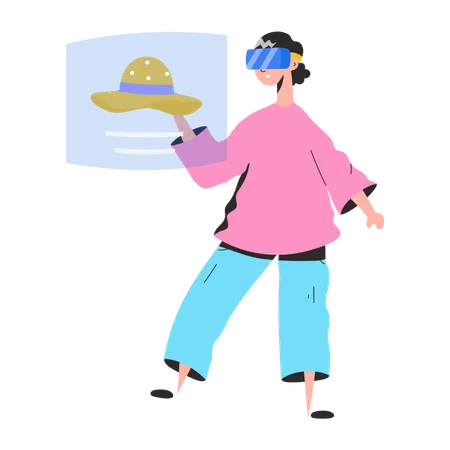 Chica haciendo compras VR  Ilustración