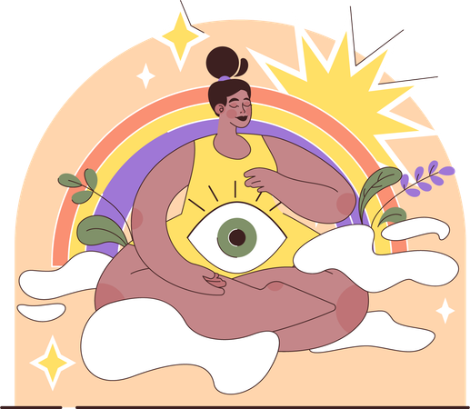 Chica haciendo yoga  Ilustración