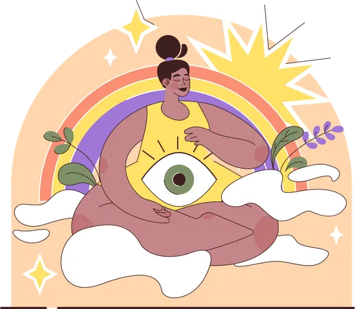 Chica haciendo yoga  Ilustración