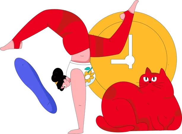 Chica haciendo yoga  Ilustración