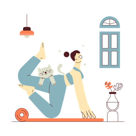 Chica haciendo yoga  Ilustración