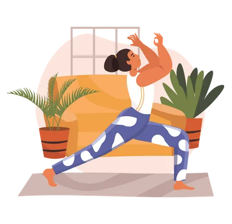 Chica haciendo yoga  Ilustración