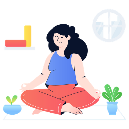 Chica haciendo yoga  Ilustración