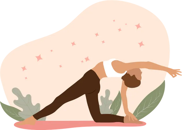 Chica haciendo yoga  Ilustración