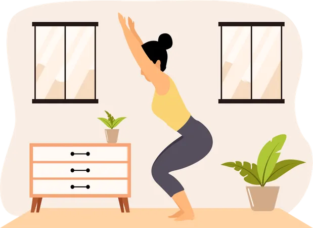 Chica haciendo yoga  Ilustración