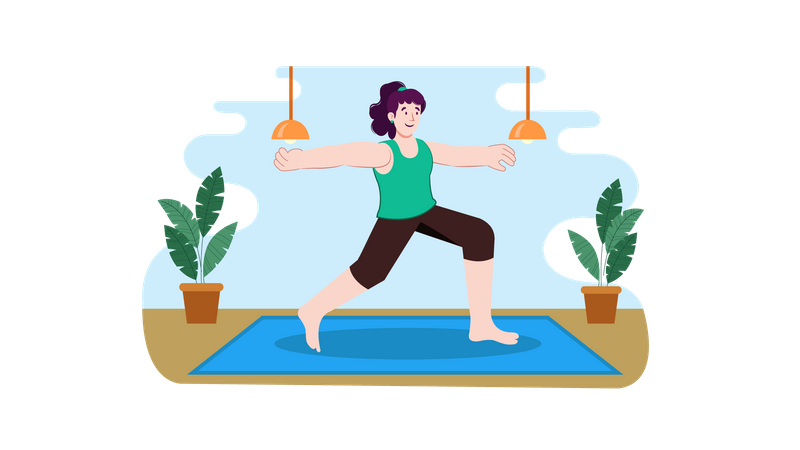 Chica haciendo yoga  Ilustración