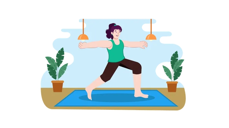 Chica haciendo yoga  Ilustración