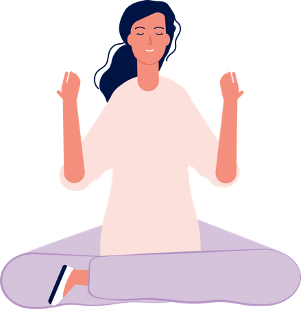 Chica haciendo asanas de yoga  Ilustración