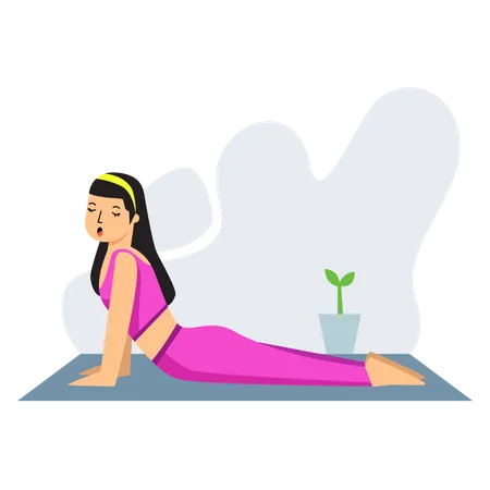 Chica haciendo yoga cobra  Ilustración